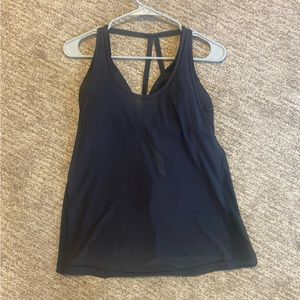 LULULEMON black sheer tank with built in bra. Size 8!